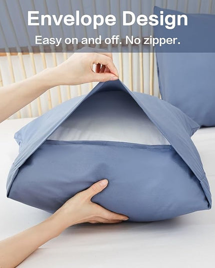 ROSGONIA King Size Comforter Set Slate Blue, 3pcs(1 Boho Comforter & 2 Pillowcases) Soft Lightweight Bedding Blanket All Season Bedspreads Quilt - LeafyLoom