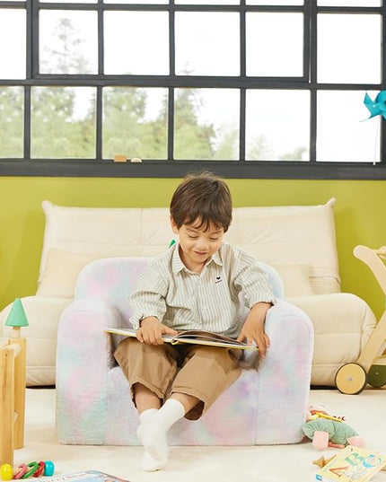 Toddler First Chair, Baby Chairs Comfy Toddler for Boys and Girls for Ages 18 Months and Up, Fits Any Decor (light-colored tie-dye) - LeafyLoom
