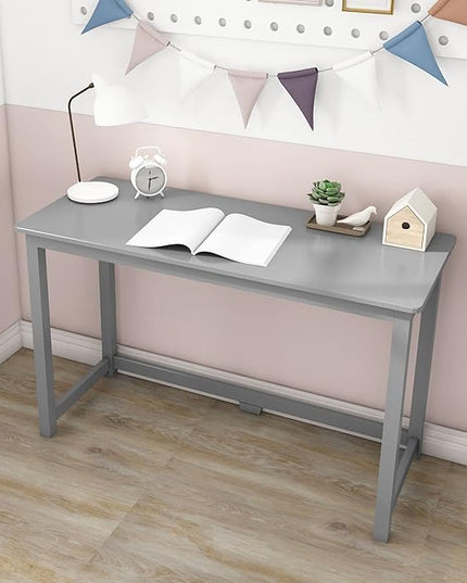 Max & Lily Solid Wood Desk, 47 Inches, Grey - LeafyLoom