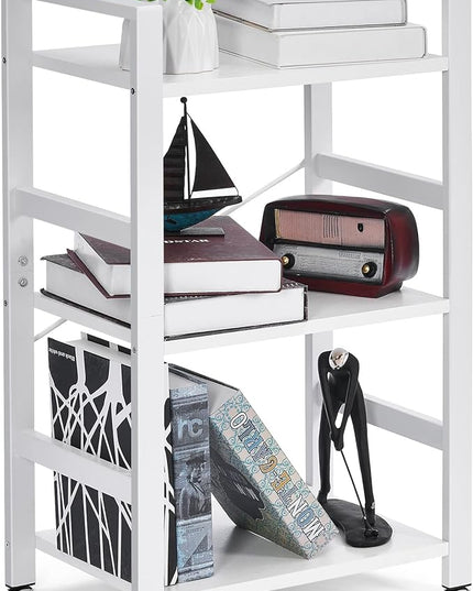BEWISHOME 3 Tier Bookshelf, White Small Bookshelf for Small Spaces, Short Wooden Storage Bookcase with Metal Frame for Bedroom Living Room and Home Office JCJ62W - LeafyLoom