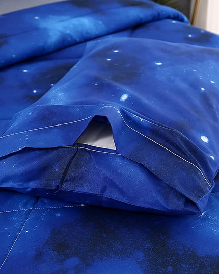 3PCS Blue Galaxy Comforter Set Full, Full Size Bed in a Bag Summer Comforter, Lightweight and Fade Resistant, Cute Full Size Quilt for Boys Girls Toddler Kids and Teens, Full - LeafyLoom