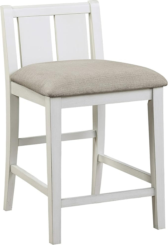 NicBex Small Dining Table for 2 Dining Modern Table and Chairs 3-Piece Pack Counter Height Set Table with Display Shelf USB Ports and 2X Counter Height Chairs, White - LeafyLoom