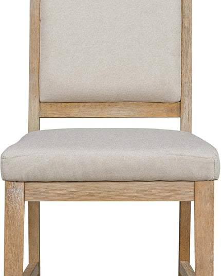 5-Piece Round Extendable Dining Set, Farmhouse Table and 4 Upholstered Chairs for Home Kitchen, 3, Natural Wood Wash 3 - LeafyLoom