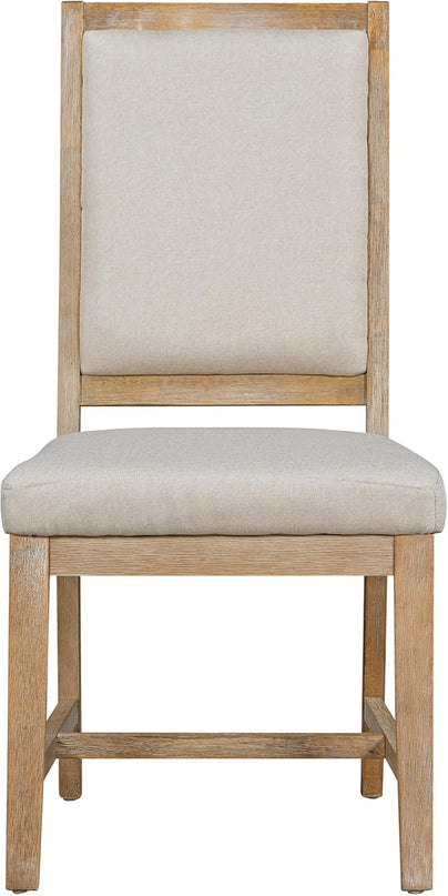 5-Piece Round Extendable Dining Set, Farmhouse Table and 4 Upholstered Chairs for Home Kitchen, 3, Natural Wood Wash 3 - LeafyLoom