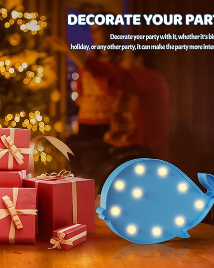 Blue Whale Decor, Whale Party Decorations, Battery Powered Whale Night Light, Under The Sea Party Decorations, Ocean Party Decorations, Ocean Nursery decor - LeafyLoom