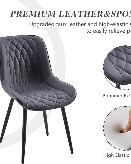 YOUNIKE Dining Chairs set of 2 with High Backs Mid Century Modern Kitchen & Dining Room Chairs PU Faux Leather Upholstered sillas de comedor Comfortable Padded Accent Chair with Metal Legs Dusty Blue - LeafyLoom