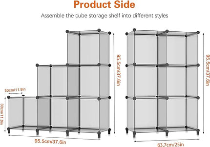 HOMIDEC 6-Cube Light Grey Cube Storage Organizer, Modular Storage Shelf with Hammer, Bin Cabinet Closet Bookshelf for Living Room, Bedroom, Office, Each Cube Size 11.8 x 11.8 inch - LeafyLoom