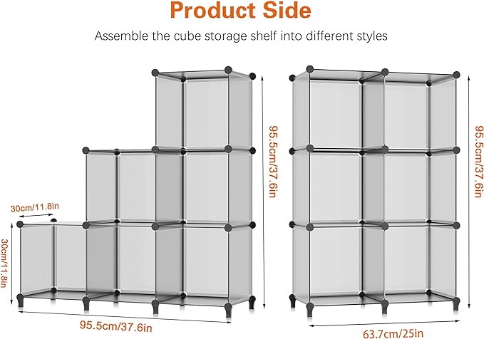 HOMIDEC 6-Cube Light Grey Cube Storage Organizer, Modular Storage Shelf with Hammer, Bin Cabinet Closet Bookshelf for Living Room, Bedroom, Office, Each Cube Size 11.8 x 11.8 inch - LeafyLoom