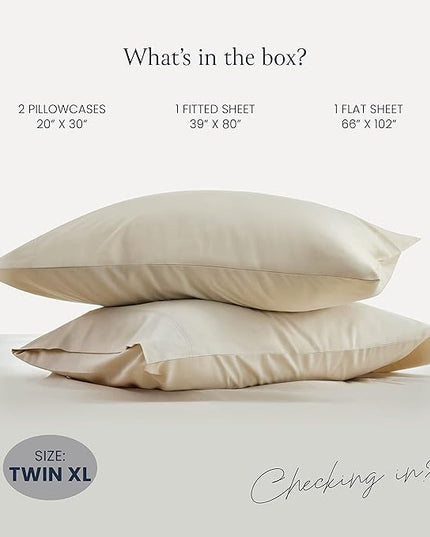 BELADOR Silky Soft Twin XL Sheet Set - Luxury Bed Sheets for Twin XL Size Bed, Secure-Fit Deep Pocket Sheets with Elastic, Breathable Hotel Sheets and Pillowcase Set, Wrinkle Free Oeko-Tex Sheets - LeafyLoom