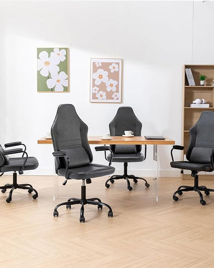 Executive Office Chair, Home Office Desk Chair, High Back PU Leather Desk Chair, 360° Swivel Computer Chair, Height Adjustable Tilt Vanity Task Chair for Office, Reading Meeting Room - LeafyLoom