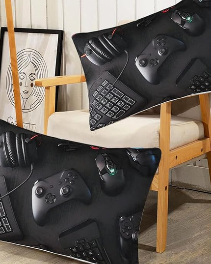 Gamer Comforter Set Twin Size for Boys Kids 3D Gaming Microfiber Quilts Black Video Game Bedding Sets Room Decor Gaming Bedding Set All Season for Game Lovers(Color 1,Twin) - LeafyLoom