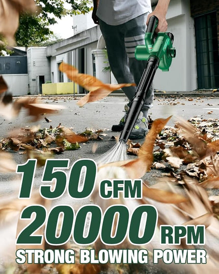 K I M O. Cordless Leaf Blower Vacuum Combo 4 IN 1, 3 Nozzles for Inflation & Compression,3 Modes & Variable Speed, 20000RPM 150MPH, 2X2.0Ah Battery, Extended Tube, Mini Leaf Blowers for Lawn Care|Yard - LeafyLoom