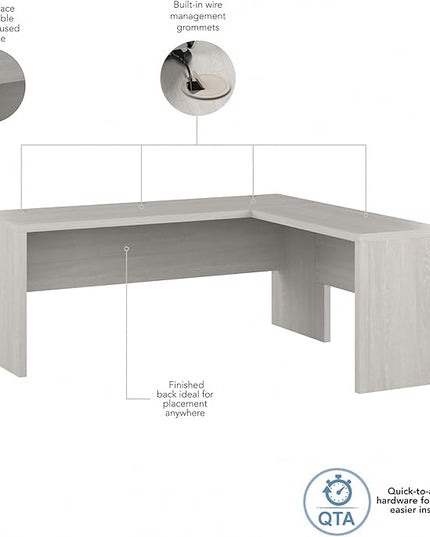 Bush Business Furniture Echo L Shaped Computer Desk, 72W, Gray Sand - LeafyLoom