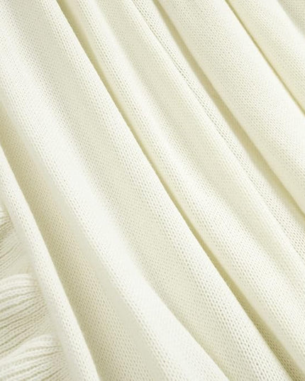 Lush Decor Reyna Soft Knitted Ruffle Throw Blanket, 88" W x 88" L, Light Gray - Ruffled Bedding - Knit Blanket - Cozy Oversized Blanket For Bed or Couch - Vintage, Minimalist & Cottage Home Decor - LeafyLoom