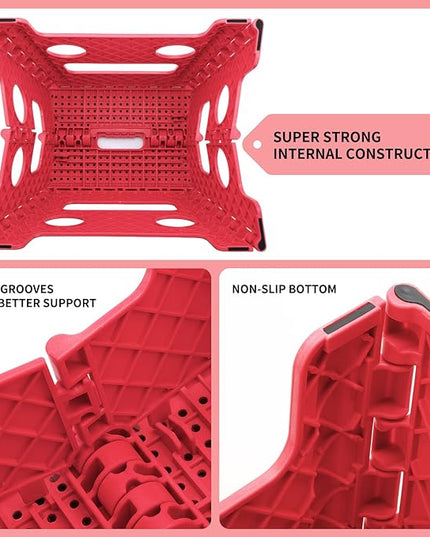 Delxo Folding Step Stool,Non-Slip Stool 13 inch Height Premium Heavy Duty Foldable Stool for Kids and Adults,Kitchen Garden Bathroom Stepping Stool 1 Pack in Red,2021 Upgrade Dotted Texture - LeafyLoom