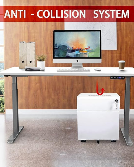 AIMEZO Standing Desk Frame, Dual Motor Electric Height Adjustable Sit Stand Desk Frame with 4 Memory Preset Button, USB Charging Port for Home Office (3 Tier Legs, Gray) - LeafyLoom