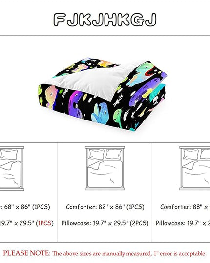 Cartoon Dinosaur Comforter Set for Boys Colorful Gradient Dinos Bedding Sets Queen Size Cute Dinosaurs Prints Comforter Set Soft Microfiber 3Pcs Bed Sets with 2 Pillowcases - LeafyLoom