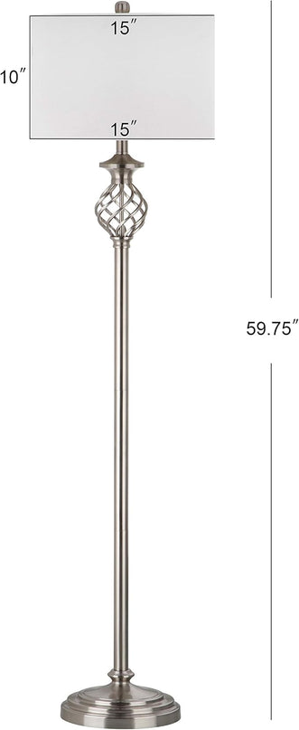 SAFAVIEH Lighting Collection Sophia Farmhouse Nickel 60-inch Living Room Bedroom Home Office Standing Floor Lamp (LED Bulb Included) - LeafyLoom