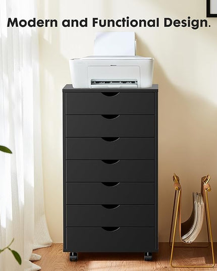 OLIXIS Chest Wood File Cabinet Rolling Organization Storage Dresser with Wheels for Home Office - LeafyLoom