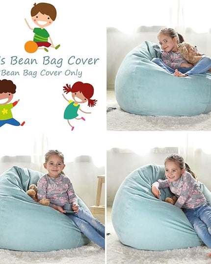 YuppieLife Stuffed Animals Bean Bag Chair Cover Candy-Colored Bean Bag（Just Cover, No filling）/Extra Large Stuff 'n Sit Organization/Toy Storage Bag/Kids Toys Organizer（38'',Mint Green） - LeafyLoom