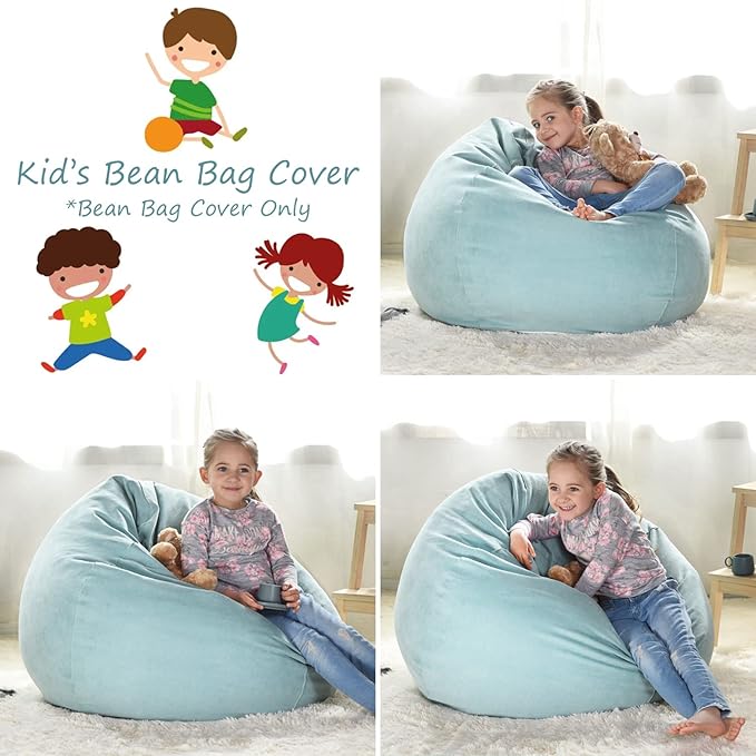 YuppieLife Stuffed Animals Bean Bag Chair Cover Candy-Colored Bean Bag（Just Cover, No filling）/Extra Large Stuff 'n Sit Organization/Toy Storage Bag/Kids Toys Organizer（38'',Mint Green） - LeafyLoom