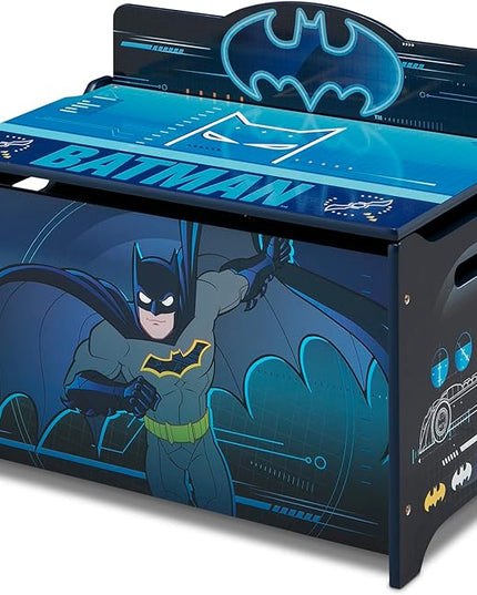 Batman Deluxe Toy Box by Delta Children Greenguard Gold Certified, Black/Blue - LeafyLoom