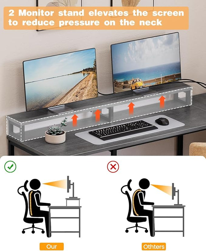 67" L Shaped Computer Desk with Drawers, Reversible Home Office Desk with Power Outlet, Adjustable Shelf and Mobile CPU Stand, Work Desk for 3 Installation Types, Corner Office Desk, Rustic Gray - LeafyLoom