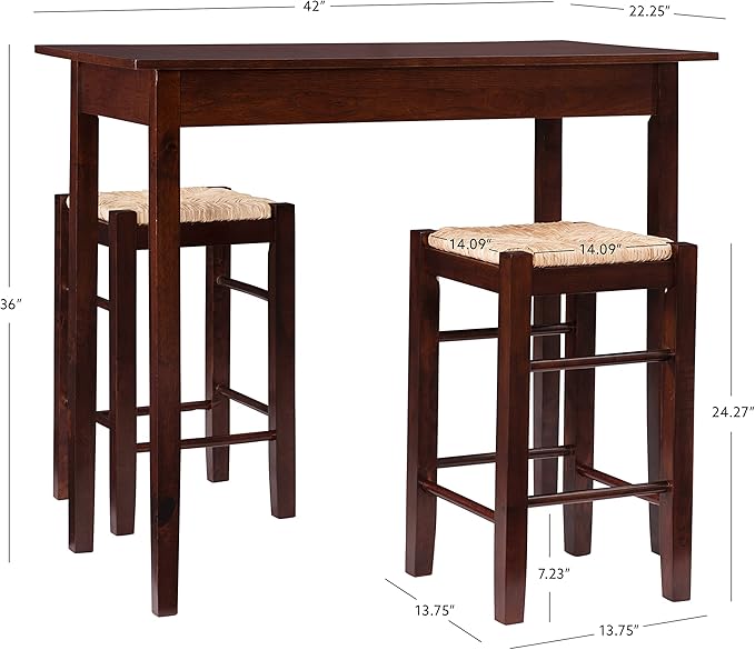 Linon Tavern Three Piece Counter Set, Espresso - LeafyLoom