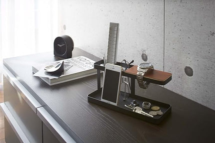 YAMAZAKI home 2300 Desk Bar-Wood & Steel Organizer, One Size, Black - LeafyLoom