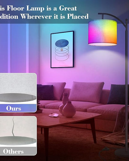 PESRAE LED Floor Lamp Work with Alexa,Google Assistant WiFi App,Modern Standing RGB Lamp with Lampshde,Tall LED Floor Lamp for Bedroom and Office(No Remote Control Include - LeafyLoom
