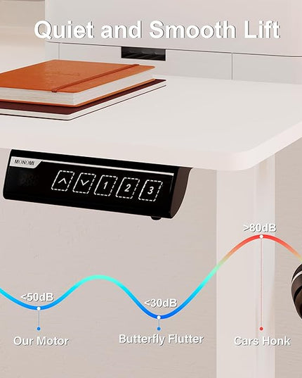 Monomi Electric Standing Desk, 48 x 24 inches Height Adjustable Desk, Ergonomic Home Office Sit Stand Up Desk with Memory Preset Controller (White Top/White Frame) - LeafyLoom