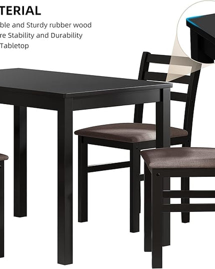 NicBex Dining Room Table Set for 4 Kitchen Table and Chairs 5Pcs Stylish Dining Table Set 4 Upholstered Chairs with Ladder Back Design for Dining Room Kitchen, Brown Oak - LeafyLoom