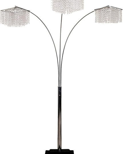 Ore International 6932 3 Light Crystal Inspirational Arch Floor Lamp, 97" x 17.5" x 19", Silver - LeafyLoom
