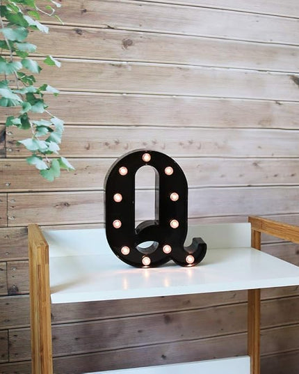 Light Up Black Alphabet Marquee Letters Sign LED Marquee Number Lights Sign for Night Light Home Bar Christmas Lamp Birthday Party Wedding Decoration Q - LeafyLoom