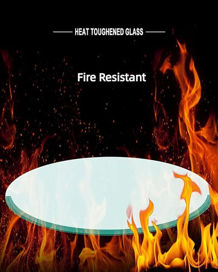Round Tempered Table Top, 38.6 Inch, Black Glass - LeafyLoom
