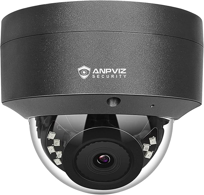 Anpviz 5MP PoE Camera, Outdoor Vandal Dome Security PoE IP Camera with Audio, 98ft Night Vision, H.265, 24/7 Recording Waterproof IP66 Indoor, Wide Angle 2.8mm (Grey), NDAA Compliant (U Series) AnpvizSecurity