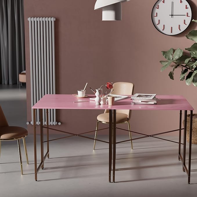 Pamray 32 Inch Computer Desk Small Spaces Desk with Storage Bag for Bedroom Writing and Home Office Work Small Study Desk Table Pink - LeafyLoom