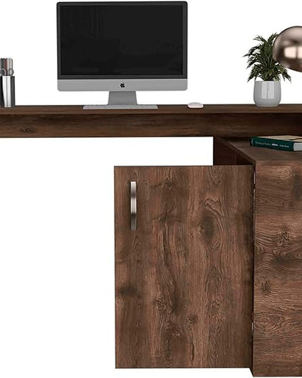 NicBex Kimberly-DW-00002-LWJ Home Office Desks, 59.6"x45.9"x30.1", Brown - LeafyLoom