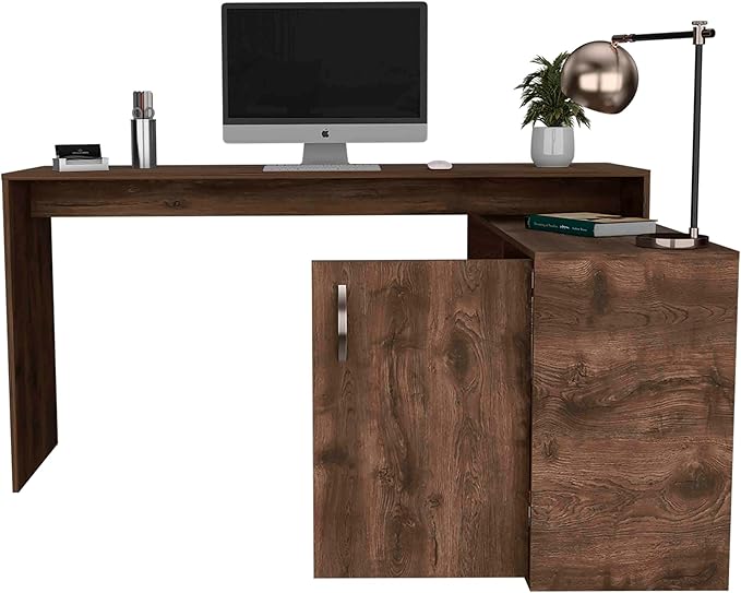 NicBex Kimberly-DW-00002-LWJ Home Office Desks, 59.6"x45.9"x30.1", Brown - LeafyLoom