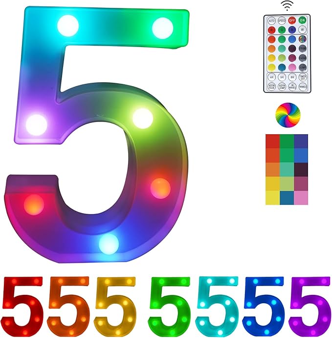 Letter LED Lights, Colors Changing LED Marquee Letter Lights, Dimmable Night Lights for Wedding, Birthday, Holiday, Party, Bar, Christmas Decoration,Dorm Room Decor-Multicolor 5 - LeafyLoom