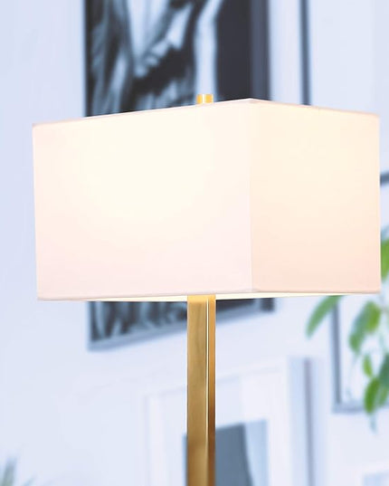 Brightech Stella Mid-Century Modern Standing Lamp, Contemporary Lamp for Living Rooms & Offices, LED Floor Lamp for Reading and Work, Excellent Tall Lamp with Heavy Base for Living Room Décor - Brass - LeafyLoom