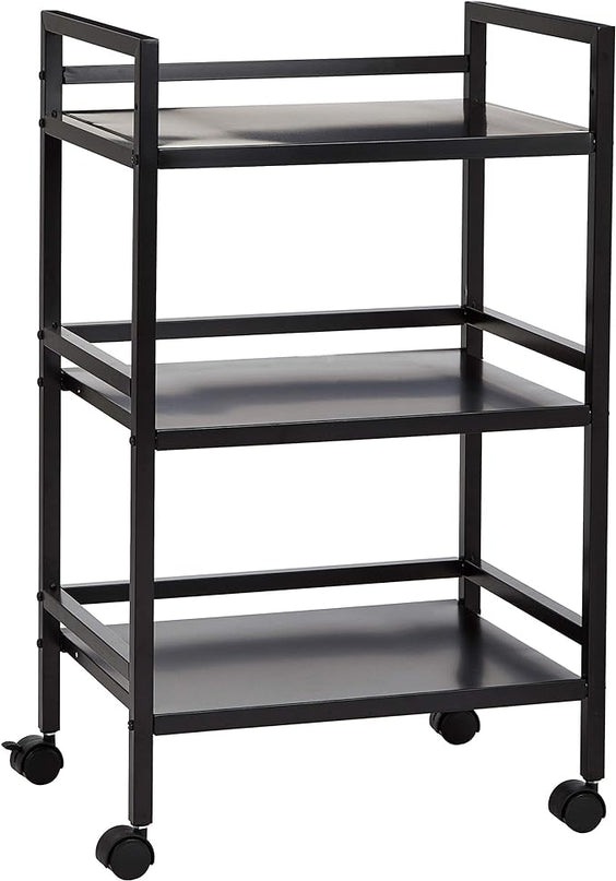 Amazon Basics 3-Tier Metal Rolling Cart, Black - LeafyLoom