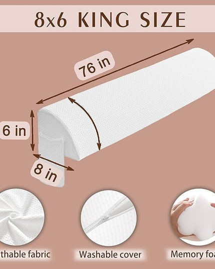 Bed Wedge Pillow for Headboard Gap Bed Mattress Gap Filler(0-6'') Memory Foam Bed Crack Headboard Pillow Stopper to Close The Gap Between Headboard Wall and Mattress Space Filler King - LeafyLoom