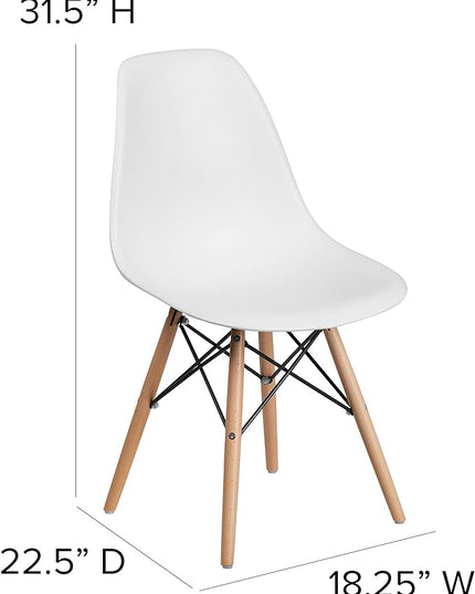Flash Furniture Elon Series White Plastic Chair with Wooden Legs - LeafyLoom