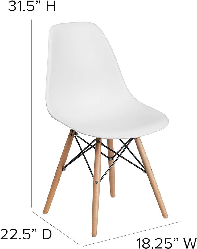 Flash Furniture Elon Series White Plastic Chair with Wooden Legs - LeafyLoom