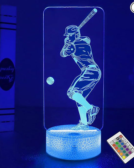 FULLOSUN Baseball Gift, Kids Baseball Night Light (with Remote Control), 3D Illumination Lights Boys Gift 16 Colors Changeable Kids Room Lighting Creative Decoration... (Baseball) - LeafyLoom