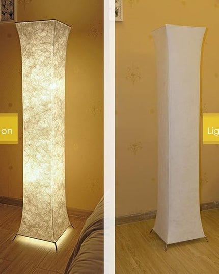 LEONC Design 52'' LED Floor Lamp & 2 Light Bulbs，Contemporary Roman Columns Standing Floor Lamps for Living Room Bedroom Warm Atmosphere(Tyvek Dupont 10 x 10 x 52 inch) - LeafyLoom