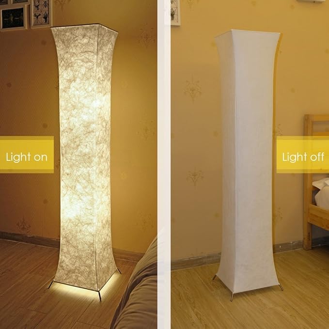 LEONC Design 52'' LED Floor Lamp & 2 Light Bulbs，Contemporary Roman Columns Standing Floor Lamps for Living Room Bedroom Warm Atmosphere(Tyvek Dupont 10 x 10 x 52 inch) - LeafyLoom