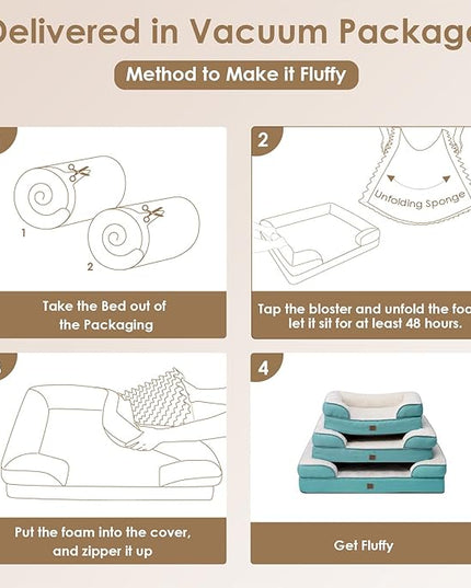 EHEYCIGA Orthopedic Dog Bed for Large Dogs, Waterproof Memory Foam, Turquoise Blue, 35"L x 22"W x 6.5"Th EHEYCIGA