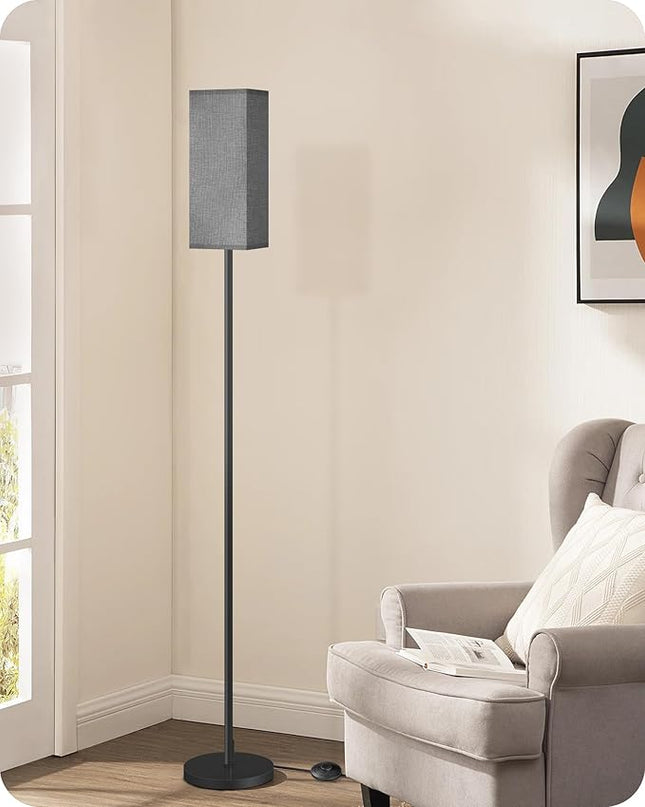 Floor Lamp, Pole Lamp with Foot Switch, Modern Standing Lamp Lampshade, Minimalist Freestanding Lamp (Bulb Not Included), for Living Room, Bedroom Office FCC Listed, Black and Gray H07LD05 - LeafyLoom